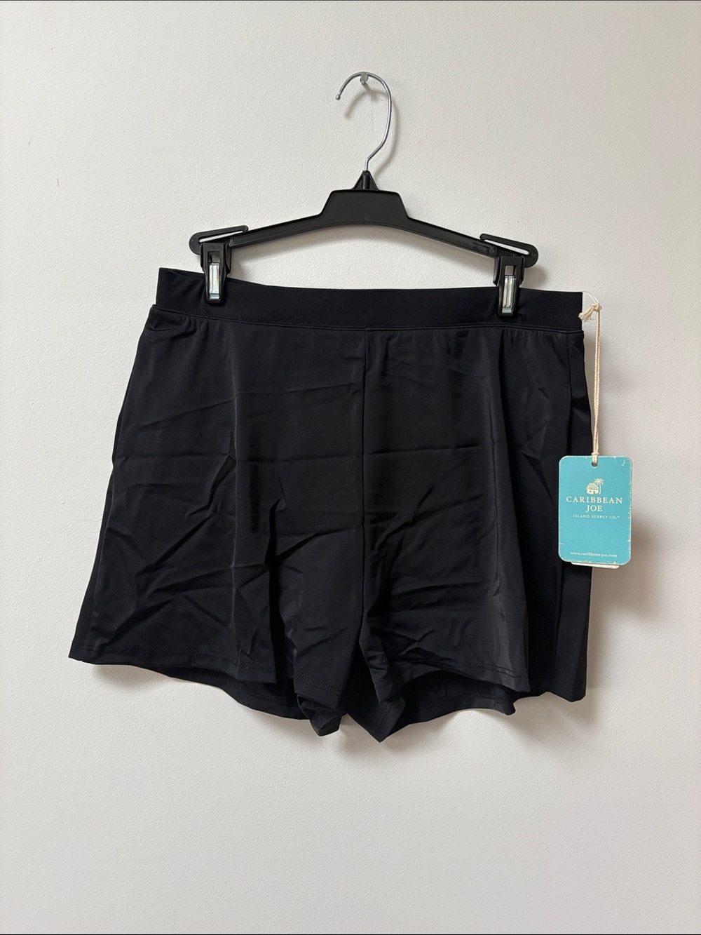 Caribbean Joe Black Jogger Shorts Swim Bottom,Size 10,NWT